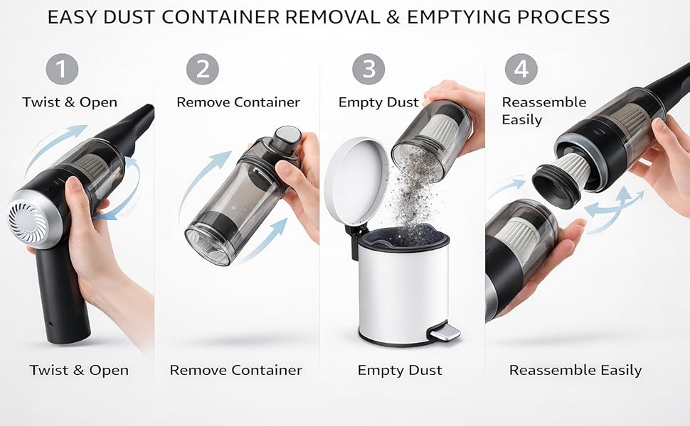 Portable Car Vacuum Cleaner Wireless Handheld Mini Vacuum with Blower Air Duster Rechargeable Cordless Cleaner for Car Home Strong Suction Dust Cleaning Machine