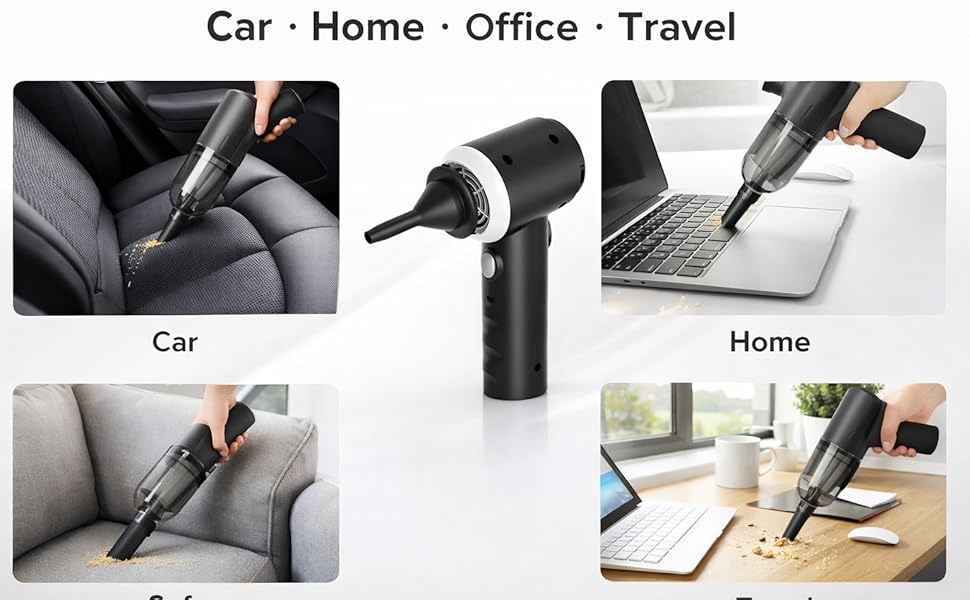 Portable Car Vacuum Cleaner Wireless Handheld Mini Vacuum with Blower Air Duster Rechargeable Cordless Cleaner for Car Home Strong Suction Dust Cleaning Machine
