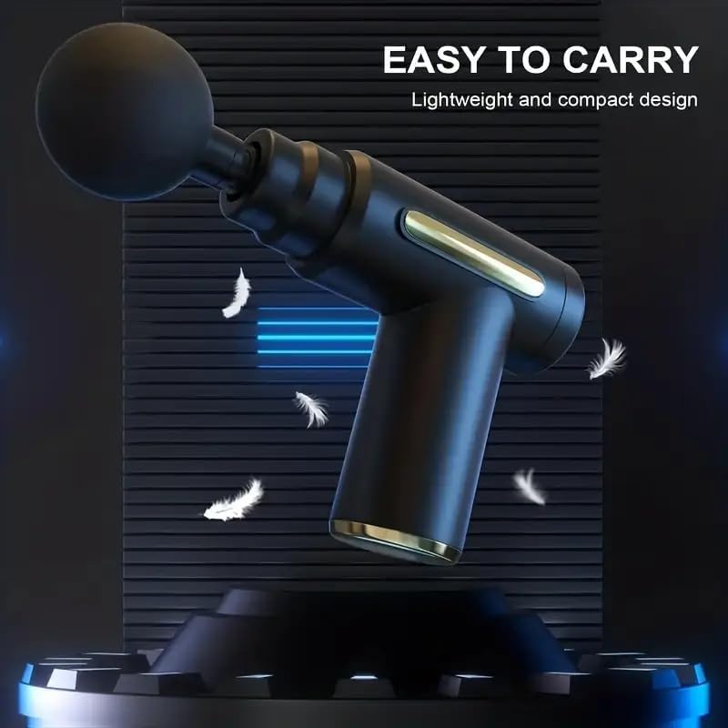 Mini Massage Gun – Deep Tissue Handheld Massager for Full Body Pain Relief – Small & Powerful, 6 Speeds, 4 Heads, Rechargeabl for Men for woman use (A1)